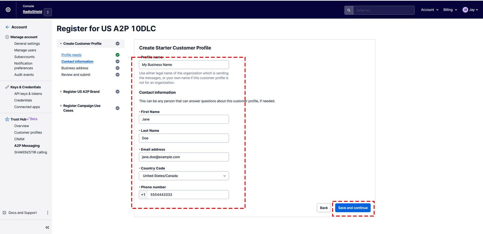 Fill Out Your Customer Profile