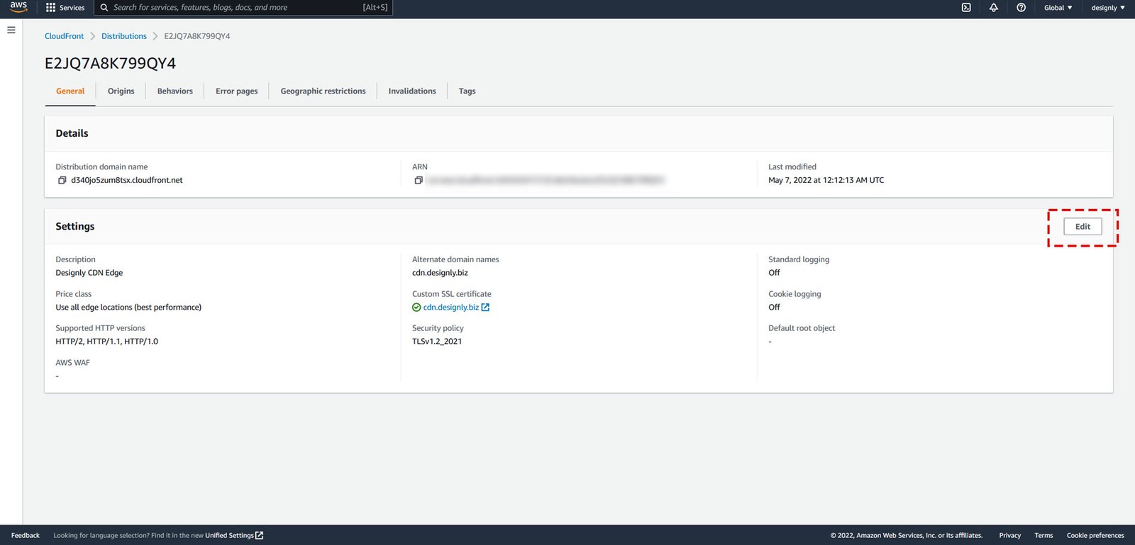 Edit Your CloudFront Distribution