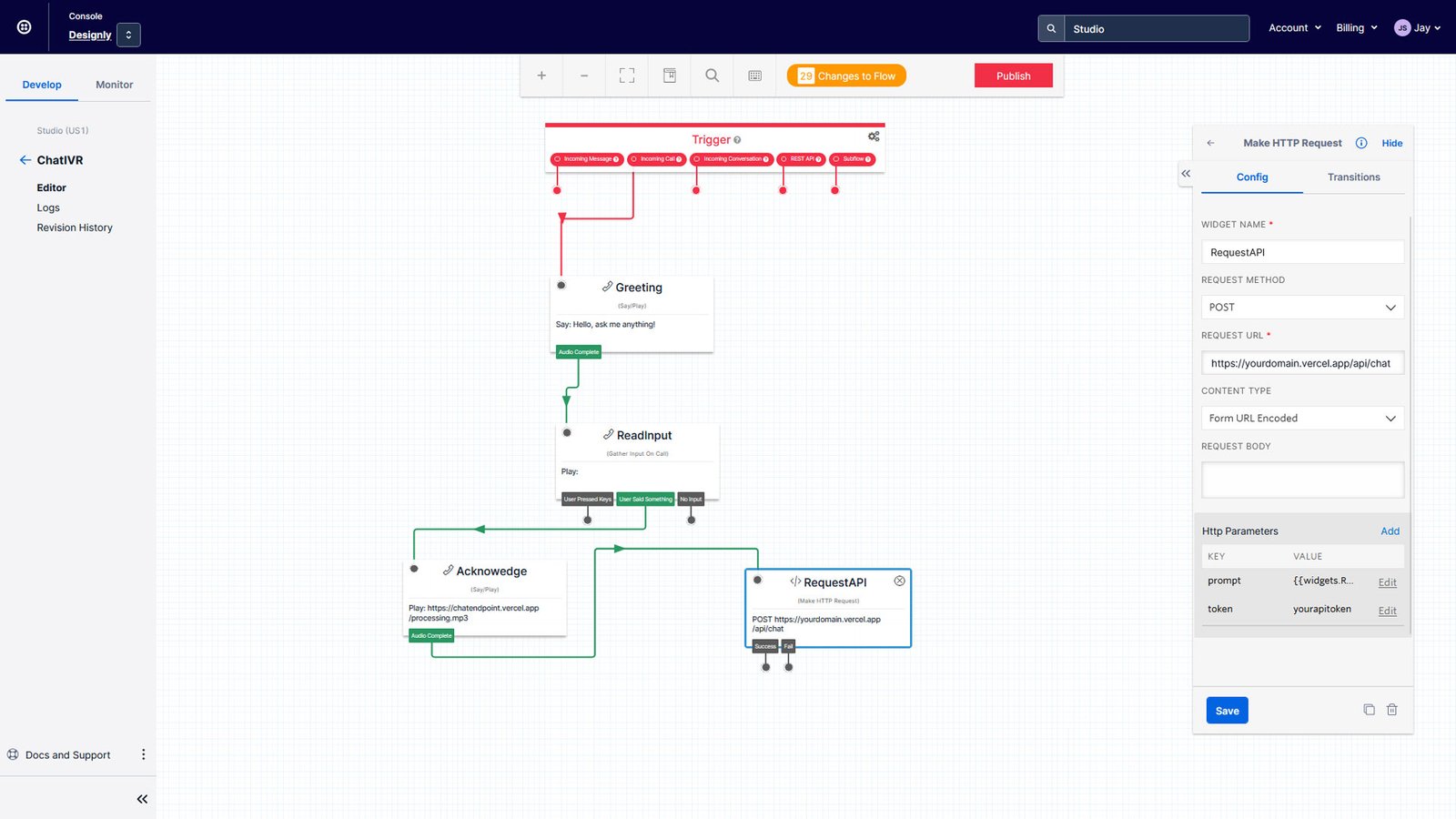 Create HTTP request widget