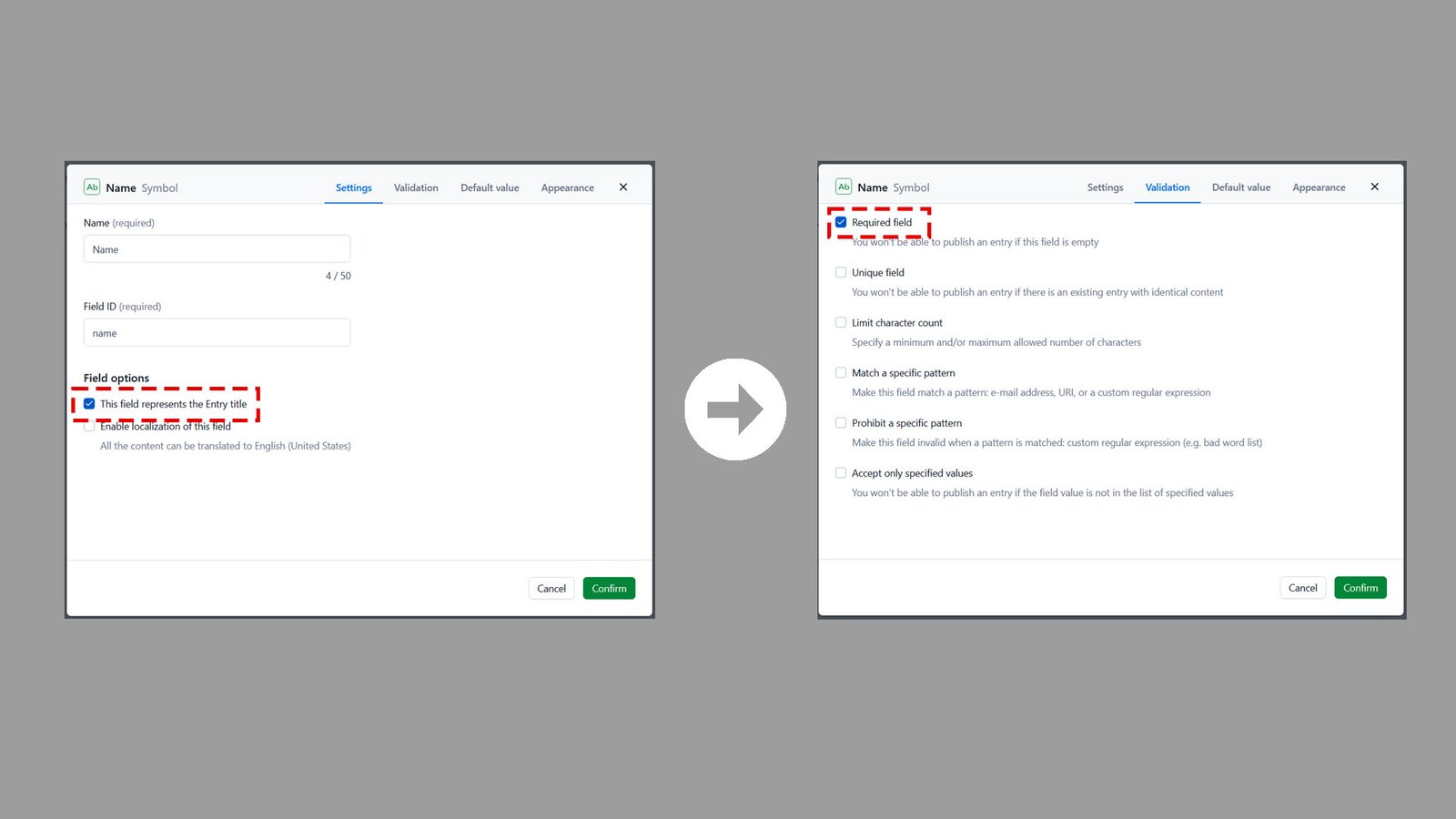 Configure the Name Field