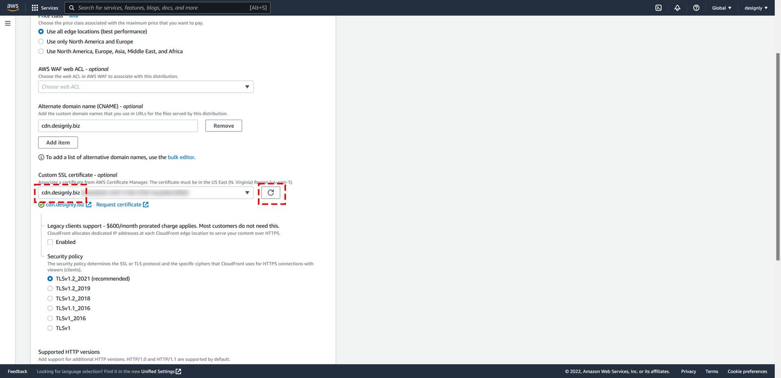 Select Your Certificate and Click Save Changes