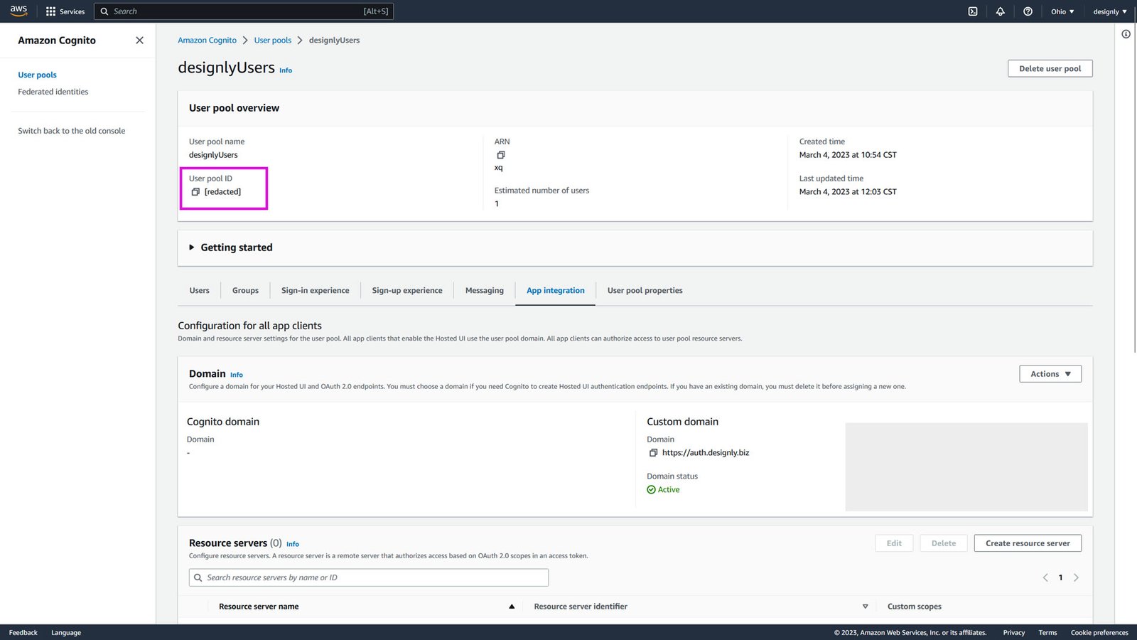 finding your user pool ID