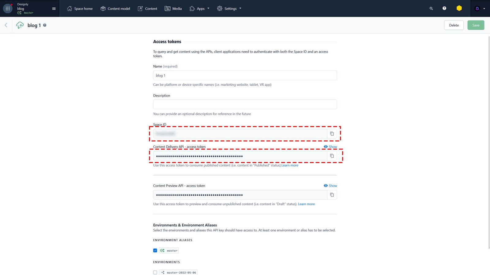 Create a Contentful API Key