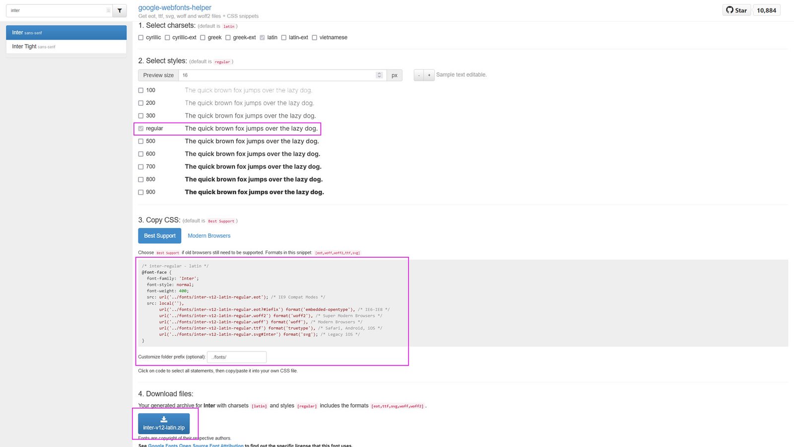 Using google-webfonts-helper